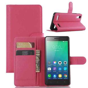 Litchi Texture Horizontal Flip Leather Case for Lenovo A6010 & A6000 Plus, with Wallet & Holder & Card Slots (Rose Red)