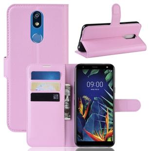 Litchi Texture Horizontal Flip Leather Case for LG K40, with Wallet & Holder & Card Slots (Pink)