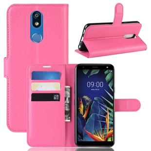 Litchi Texture Horizontal Flip Leather Case for LG K40, with Wallet & Holder & Card Slots (Rose Red)