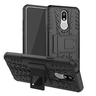 Shockproof  PC + TPU Tire Pattern Case for LG K40, with Holder (Black)