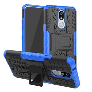 Shockproof  PC + TPU Tire Pattern Case for LG K40, with Holder (Blue)