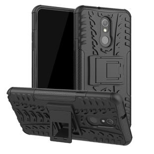 Tire Texture TPU+PC Shockproof Case for LG Q Stylo 5, with Holder(Black)