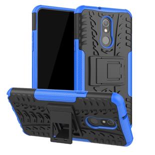 Tire Texture TPU+PC Shockproof Case for LG Q Stylo 5, with Holder(Blue)