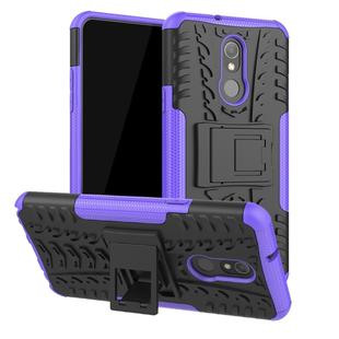 Tire Texture TPU+PC Shockproof Case for LG Q Stylo 5, with Holder(Purple)