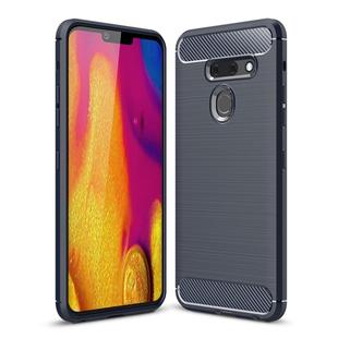 Brushed Texture Carbon Fiber Shockproof TPU Case for LG G8 ThinQ (Navy Blue)