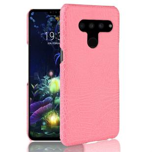 Shockproof Crocodile Texture PC + PU Protective Case for LG V50 ThinQ 5G (Pink)