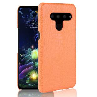 Shockproof Crocodile Texture PC + PU Protective Case for LG V50 ThinQ 5G (Yellow)