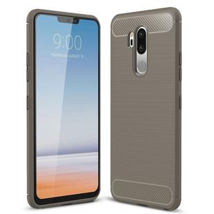 For LG G7 ThinQ Brushed Texture Carbon Fiber Shockproof TPU Protective Back Case (Grey)