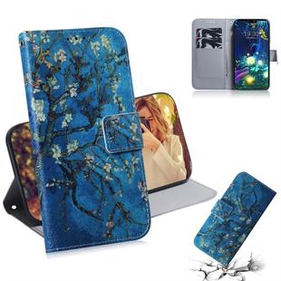 Apricot Flower Pattern Coloured Drawing Horizontal Flip Leather Case for LG V50 ThinQ 5G, with Holder & Card Slots & Wallet