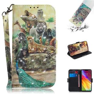 3D Colored Drawing Animals Pattern Horizontal Flip Leather Case for LG Q Stylo 5, with Holder & Card Slots & Wallet