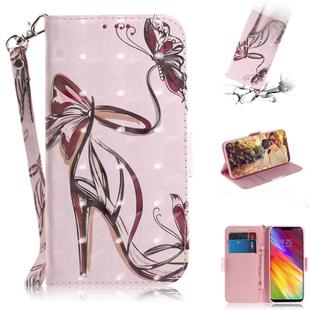 3D Colored Drawing Butterfly High-heeled Shoes Pattern Horizontal Flip Leather Case for LG Q Stylo 5, with Holder & Card Slots & Wallet