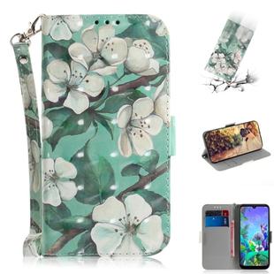 3D Painting Watercolor Flower Pattern Coloured Drawing Horizontal Flip Leather Case for LG Q60, with Holder & Card Slots & Wallet
