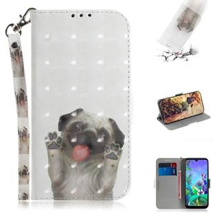3D Painting Pug Pattern Coloured Drawing Horizontal Flip Leather Case for LG Q60, with Holder & Card Slots & Wallet