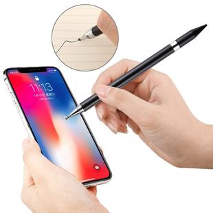 2 in 1 Stationery Writing Tools Metal Ballpoint Pen Capacitive Touch Screen Stylus Pen for Phones, Tablets (Black)