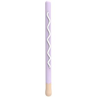 LOVE MEI For Apple Pencil 1 Stripe Design Stylus Pen Silicone Protective Case Cover(Purple)