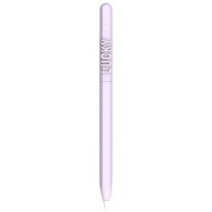 LOVE MEI For Apple Pencil 1 Number Letter Design Stylus Pen Silicone Protective Case Cover(Purple)