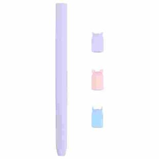 4 in 1 Stylus Pen Cartoon Animal Silicone Protective Case for Apple Pencil 2 (Purple)
