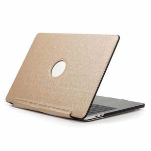 Laptop One-piece PU Leather Case for MacBook Pro 15.4 inch A1990 (2018) (Gold)
