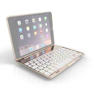 F8SM+ Laptop Version Colorful Backlit Aluminum Alloy Bluetooth Keyboard Tablet Case For iPad mini 4 / mini 5(Gold)