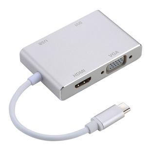 4 in 1 Hub USB-C / Type-C to VGA & DVI & HDMI & USB Adapter