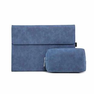 For Microsoft Surface Pro 7 / 7+ South African Sheepskin Magnetic Horizontal Flip Leather Case + Power Supply Bag with Pen Slot & Holder (Blue)