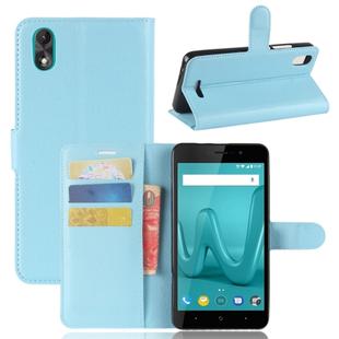 For Wiko Lenny4 Plus Litchi Texture Horizontal Flip Leather Case with Holder & Wallet & Card Slots (Blue)