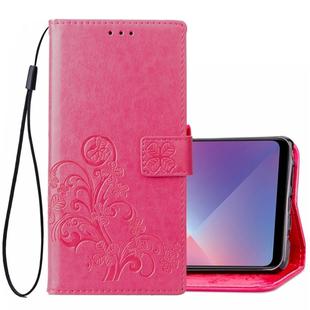 Lucky Clover Pressed Flowers Pattern Leather Case for OPPO A5, with Holder & Card Slots & Wallet & Hand Strap(Magenta)