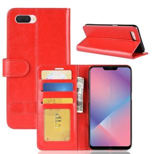 Crazy Horse Texture Horizontal Flip Leather Case for OPPO A5, with Wallet & Holder & Card Slots(Red)