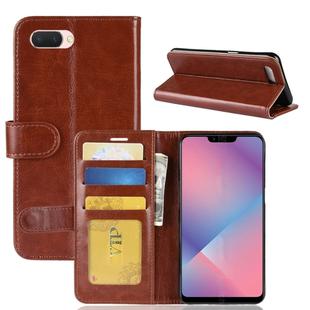 Crazy Horse Texture Horizontal Flip Leather Case for OPPO A5, with Wallet & Holder & Card Slots(Brown)