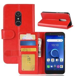 Crazy Horse Texture Horizontal Flip Leather Case for Alcatel 1x, with Wallet & Holder & Card Slots(Red)