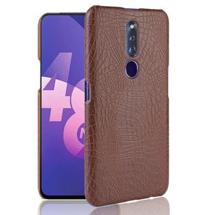 Shockproof Crocodile Texture PC + PU Case for OPPO F11 Pro (Brown)