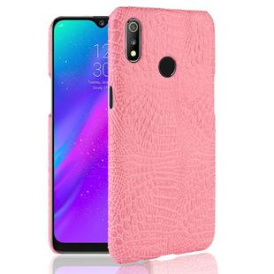 Shockproof Crocodile Texture PC + PU Case for OPPO Realme 3 (Pink)