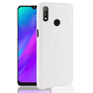 Shockproof Crocodile Texture PC + PU Case for OPPO Realme 3 (White)