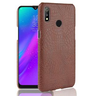 Shockproof Crocodile Texture PC + PU Case for OPPO Realme 3 (Brown)