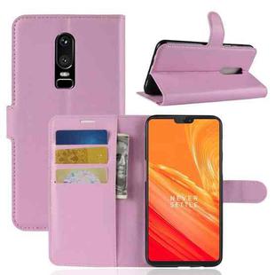 For OnePlus 6 Litchi Texture Horizontal Flip Leather Case with Holder & Card Slots & Wallet(Pink)