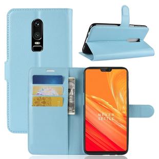 For OnePlus 6 Litchi Texture Horizontal Flip Leather Case with Holder & Card Slots & Wallet(Blue)