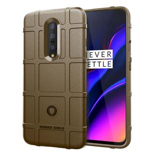 Shockproof Rugged Shield Full Coverage Protective Silicone Case for Oneplus 7 (Brown)
