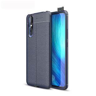 Litchi Texture TPU Shockproof Case for Vivo X27 (Navy Blue)