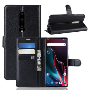 Litchi Texture Horizontal Flip Leather Case for OnePlus 7 Pro, with Wallet & Holder & Card Slots(Black)