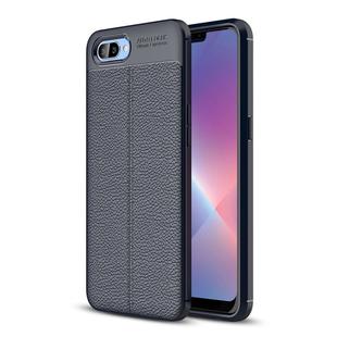 Litchi Texture TPU Shockproof Case for OPPO A5 (Navy Blue)