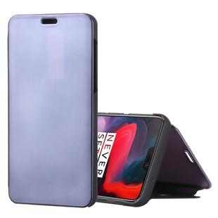 Mirror Clear View Horizontal Flip PU Leather Case for OnePlus 6, with Holder(Black)