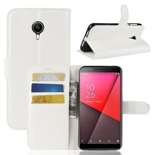 Litchi Texture Horizontal Flip Leather Case for Vodafone Smart N9 Lite / VFD 620, with Wallet & Holder & Card Slots(White)