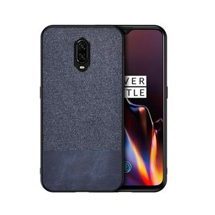 Shockproof Splicing PU + Cloth Protective Case for OnePlus 7 (Blue)