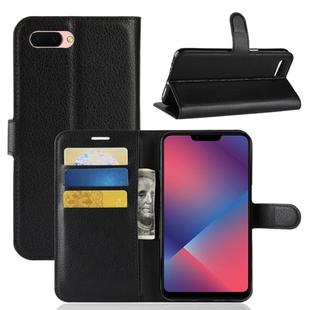 Litchi Texture Horizontal Flip Leather Case for OPPO A5, with Wallet & Holder & Card Slots (Black)