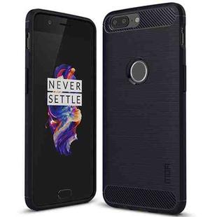 MOFI Brushed Texture Carbon Fiber Shockproof TPU Case for OnePlus 5T(Blue)