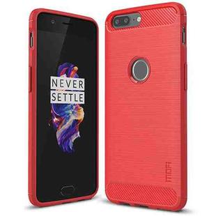 MOFI Brushed Texture Carbon Fiber Shockproof TPU Case for OnePlus 5T(Red)