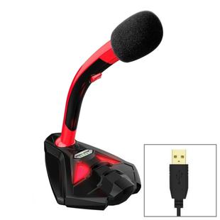 K1 Desktop Omnidirectional USB Wired Mic Condenser Microphone with Phone Holder, Compatible with PC / Mac for Live Broadcast, Show, KTV, etc(Black + Red)
