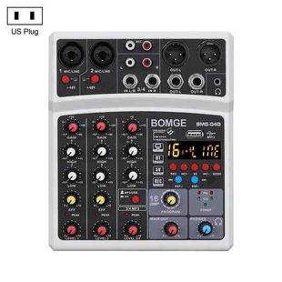 BMG-40D 4-channel Bluetooth USB Mini Mixer Sound Card, US Plug (White)