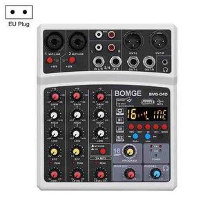 BMG-40D 4-channel Bluetooth USB Mini Mixer Sound Card, EU Plug (White)