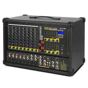 XTUGA PM1202 900W 10 Channel Stage Power Mixer 24Bit Multil-FX Processor Dual 99 DSP Effect DJ Amplifier (EU Plug)